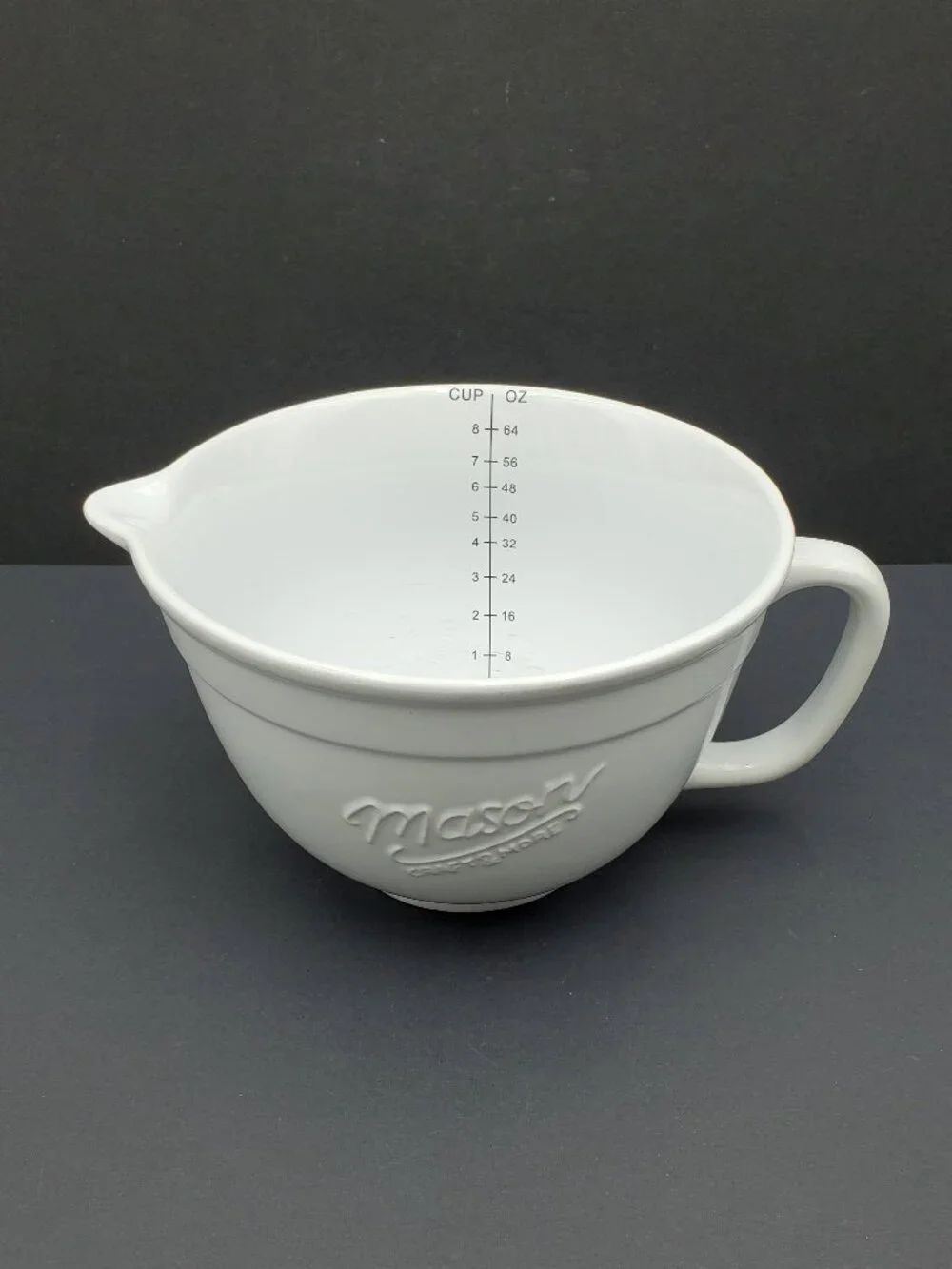 Mason Craft & More Batter Bowl White 8 Cup 64 Ounce Handled Mixing Bowl